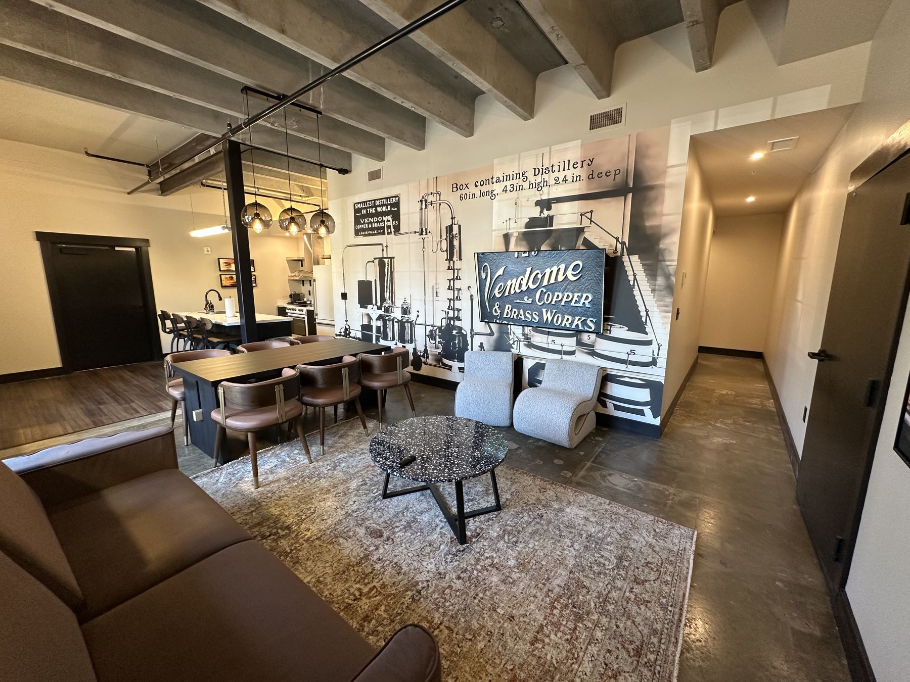 Suite lounge with Vendome Copper and Brass Works mural