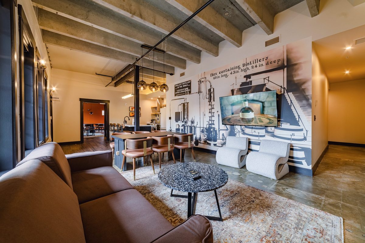 Suite lounge with Vendome Copper and Brass Works mural